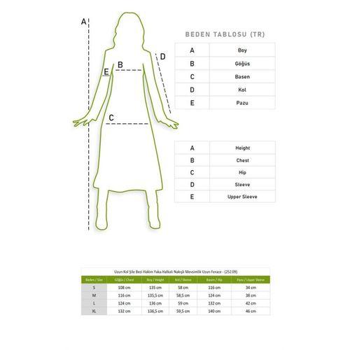 Uzun Kol Şile Bezi Hakim Yaka Halkalı Nakışlı Mevsimlik Uzun Ferace Krem Krm
