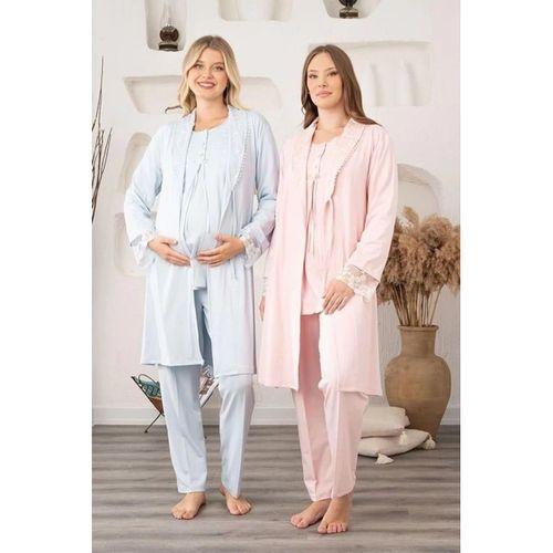 Bone 5905 Kadın Lohusa Viskon Klasik 3'lü Pijama Takımı