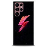Samsung Galaxy S22 Ultra Kılıf HD Baskılı Kılıf - Pembe Şimşek + Tam Ekran Koruyucu