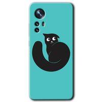 MRCİLETİSİM Xiaomi Mi 12 Pro Kılıf HD Desen Baskılı Arka Kapak + Temperli Cam - Cat Vector