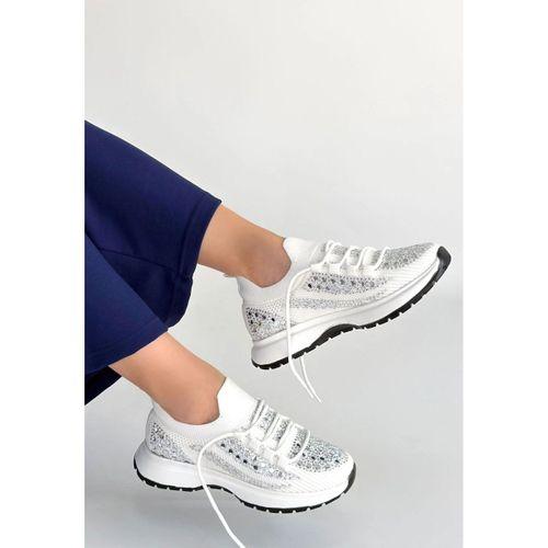 Ceas Beyaz Triko Bağcıklı Spor Ayakkabı