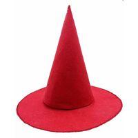 Kırmızı Renk Keçe Cadı Şapkası Yetişkin Çocuk Uyumlu 35x38 Cm
