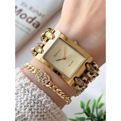 Ferrucci Kadın Kol Saati+Bileklik Özel Seri Çelik Kordon Kararma Renk Atma Yapmaz VS.BLKT.0735