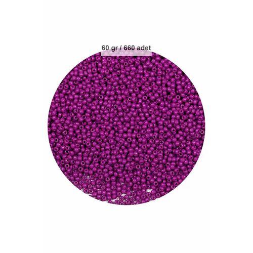 Fuşya Renk 4 mm Yaklaşık 660 adet / 60 gram Cam Boncuk Oya Yazma Bileklik ve Kolye