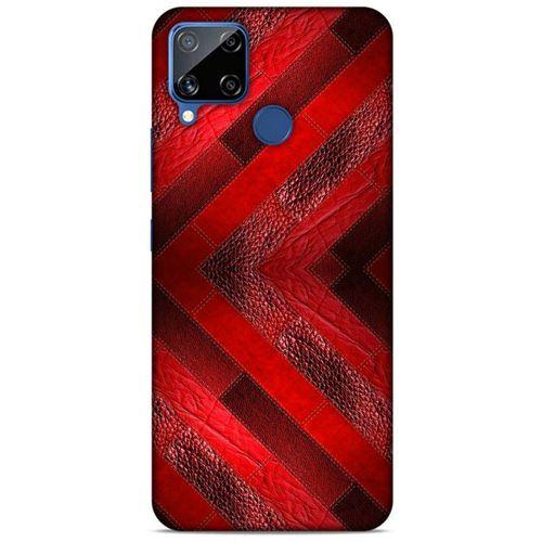 Oppo Realme C15 Kılıf Patchwork (28) Arka Kapak Kırmızı Siyah