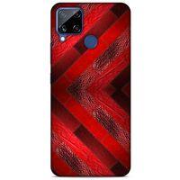 Oppo Realme C15 Kılıf Patchwork (28) Arka Kapak Kırmızı Siyah