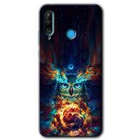 MRCİLETİSİM Huawei P30 Lite Kılıf Baskılı Kapak - Ballı Baykuş + 5D Tam Kaplayan Cam