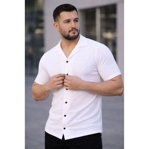 Erkek Waffle Dokuma Açık Yakalı Düğmeli Regular Kalıp 2’li Gömlek Seti - Beyaz - Gri