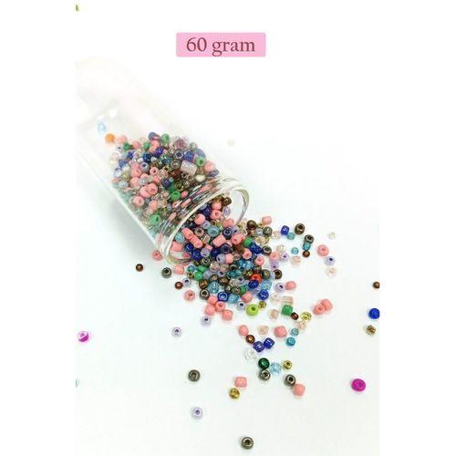 Dökme Cam Kum Boncuk (8/0) 3 mm - 60 Gram - Çok Renkli - BNC199