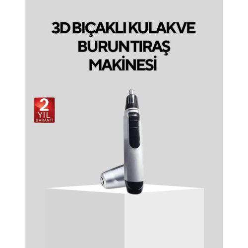 Burun Kulak Ve Kaş Tıraş Makinesi 3d Keskin Bıçaklı Pil İle Çalışan