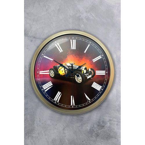 40 Cm Eskitme Metal Araba Duvar Saati
