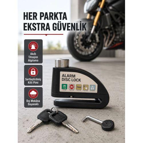 Titreşim Sensörlü Alarmlı Motosiklet Disk Kilidi 14mm Çelik Çift Kilitleme