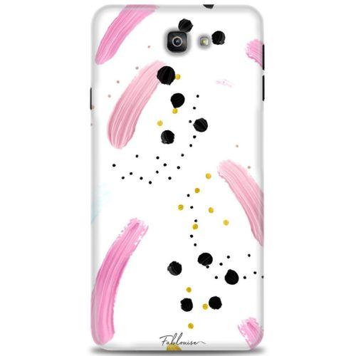 Samsung Galaxy J7 Prime Kılıf HD Baskılı Kılıf - Pembe ve Benekler + Tam Ekran Koruyucu
