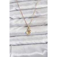 316L Çelik Zincir Gold Renk Deniz Kabuğu ve Deniz Yıldızı Model Zirkon Taşlı Kadın Kolye