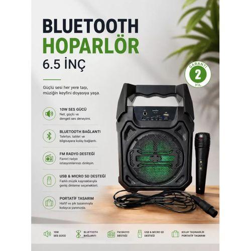 Bluetooth Hoparlör Mikrofonlu Taşınabilir Ses Sistemi Fm Radyo, Usb, Sd Kart Ve Tws Özellikli