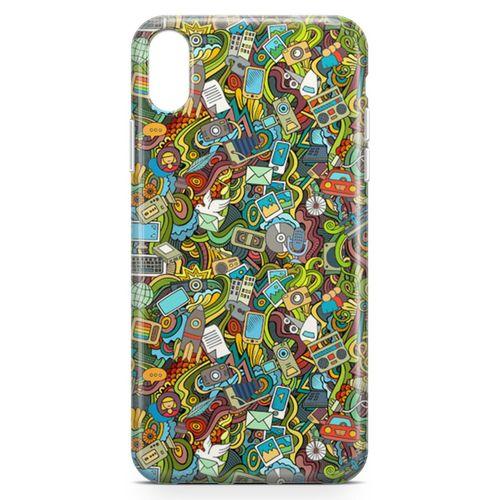 Apple iPhone XR Kılıf Doodle Bilgisayar Cep Telefonu Arka Kapak Koruma Desenli Full Koruyucu