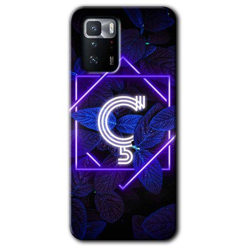 Potkal Hediye Fabrikası Poco x3 GT Kılıf HD Desen Baskılı Arka Kapak - Dark Neon Yaprak Ç Harfi