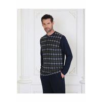 Jakarlı Erkek Kışlık Uzun Kollu Pijama Takımı