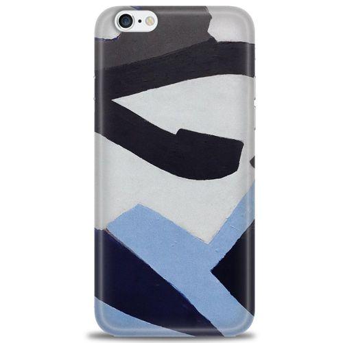 iPhone 6 Kılıf HD Baskılı Kılıf - Gri Mavi + Tam Ekran Koruyucu