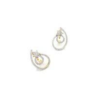 Taşlı Halka Küpe - Altın