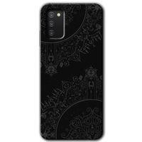 Potkal Hediye Fabrikası Samsung Galaxy A02s Kılıf HD Desen Baskılı Arka Kapak - Siyah Mandala