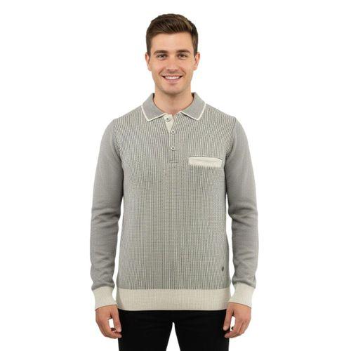 Erkek Polo Yaka Kazak Cepli Çelik Örgü Klasik Kalıp 5208F BGL-ST04963