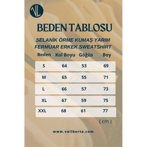 Lars Selanik Örme Kumaş Yarım Fermuar Erkek Sweatshirt - Çakıl