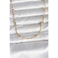 CM 14K Gold Renk Burgu Zincirli Damla Topçuk Model 45 cm Kadın Kolye