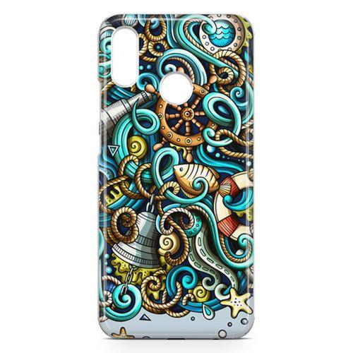 Huawei Nova 3e Kılıf Deniz Malzemeleri Doodle Arka Kapak Koruma Desenli Full Koruyucu