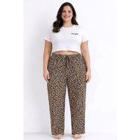 Viskon Pamuklu Kadın Büyük Beden Leopar Desenli Pijama Pantolon - MGB005 - Mudanis