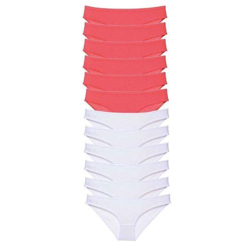 12 Adet Eko Set Likralı Kadın Slip Külot Fuşya Beyaz