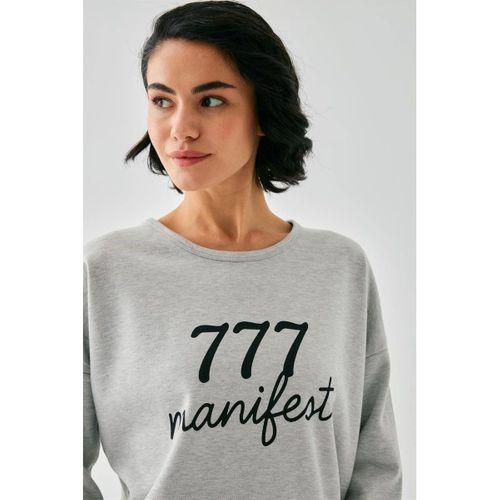 Kadın Gri Manifest Oversize 2 İplik Eşofman Ev Giyim Takımı