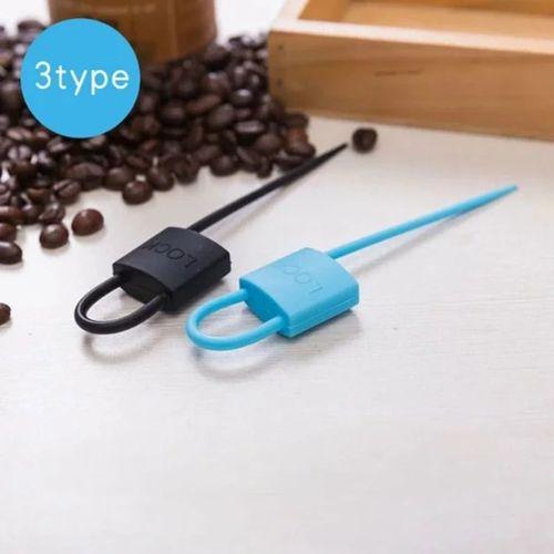 Kilit Şeklinde Silikon Kablo Ve Poşet Bağlama Atı (3'lü Set)