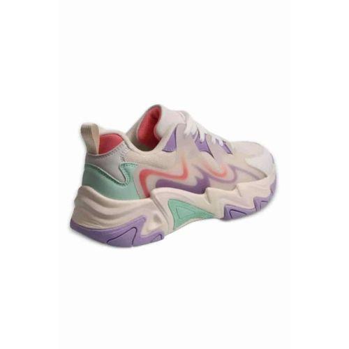 Mp 241-1673 Bej Mor Kadın Bağcıklı Yürüyüş Ayakkabısı