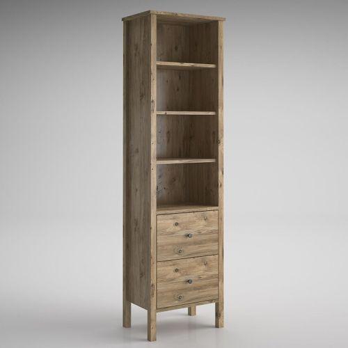 Venezia 4 Raf 2 Çekmece Ahşap Ayaklı Kitaplık, Vitrin, Çok Amaçlı Dolap - Minifiks - Atlantik Çam
