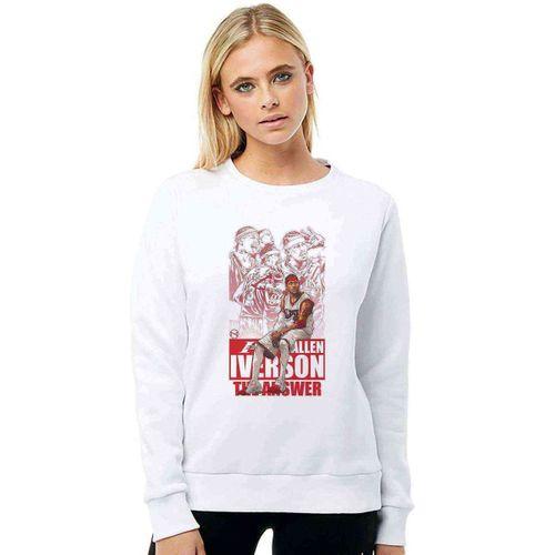 Allen Iverson Baskılı Beyaz Kadın Sweatshirt