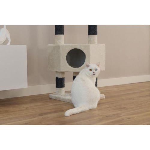 Beeztees Kedi Köşe Tırmalama ve Oyun Evi, Krem, 40x40x135cm
