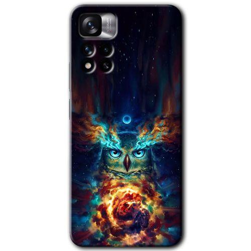 Xiaomi Redmi Note 11 Pro Plus 5G Kılıf HD Desen Baskılı Arka Kapak+Temperli Cam - Ballı Baykuş