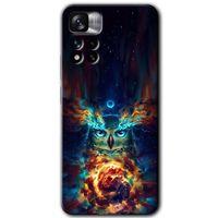 Xiaomi Redmi Note 11 Pro Plus 5G Kılıf HD Desen Baskılı Arka Kapak+Temperli Cam - Ballı Baykuş