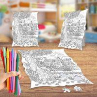 Ormandaki Ev Boyama Puzzle Tablo Çocuk Eğitici Yapboz