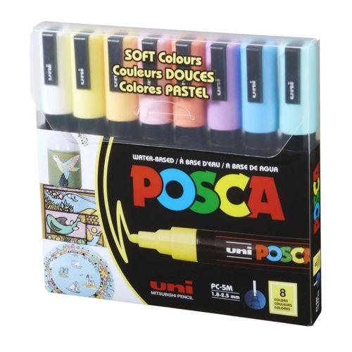 UNİBALL POSCA (1.8-2.5) SU BAZLI BOYAMA MARKÖRÜ SOFT RENK 8'li SET ( N ) (UNİ-PC-5M)/ 8C SC SET