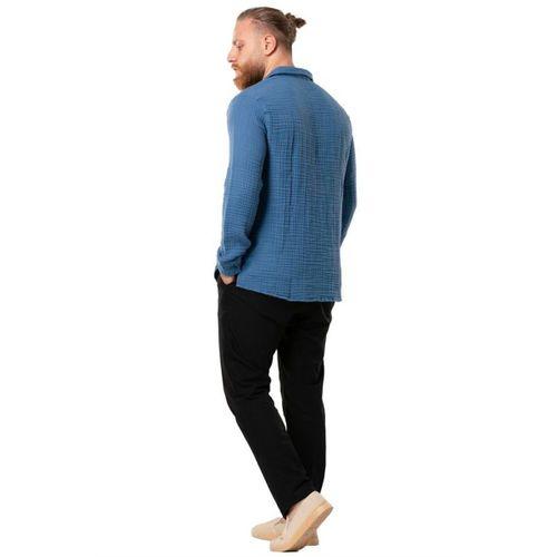 Uzun Kol Double Müslin Erkek Sonbahar ve Kışlık Sweatshirt İndigo indg