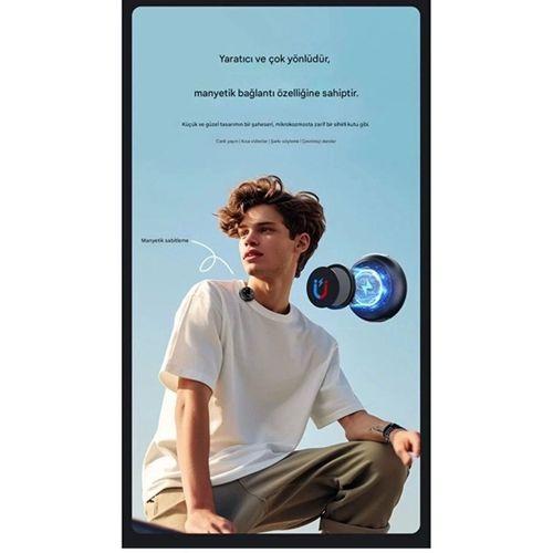 Kablosuz Profesyonel İkili Yayın Yaka Mikrofonu Şarj Kutu Mıknatıslı Typce Lightning Çıkış Mikrofon