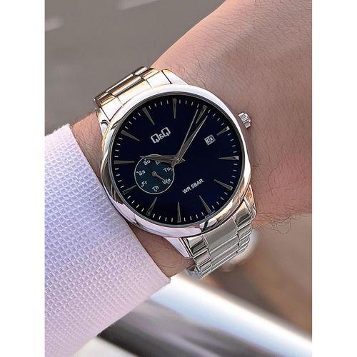 Q&Q Gün Fonksiyonlu Kadran Çelik Kordon 2 Yıl Garantili 3 Atm Suya Dayanıklı Erkek Kol Saati Q003.A2