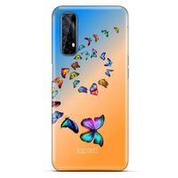 Oppo Realme 7 Kılıf Kelebek Etkisi (49) Ultra Silikon Kılıf Şeker Pembe Mavi