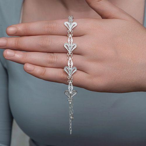 Gümüş Üç Yaprak Telkari Kadın Bileklik