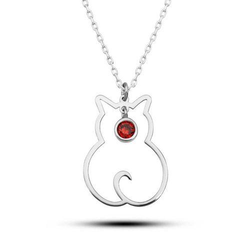 Lucky Life 925 Ayar Gumuss Ocak Ayı Doğum Taşı Kedi Lucky Life Lucky Life Kadın Kolye