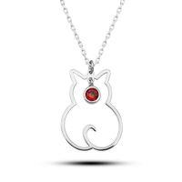 Lucky Life 925 Ayar Gumuss Ocak Ayı Doğum Taşı Kedi Lucky Life Lucky Life Kadın Kolye