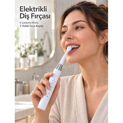 Günlük Ağız Bakımı İçin 5 Modlu Şarj Edilebilir Beyaz Elektrikli Diş Fırçası