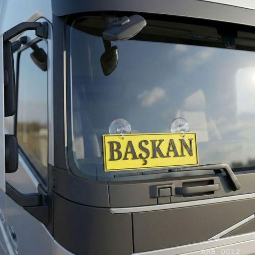 Başkan Kamyon ve Araba Ön Cam Yazısı Vantuzlu 25cmx8cmx4mm